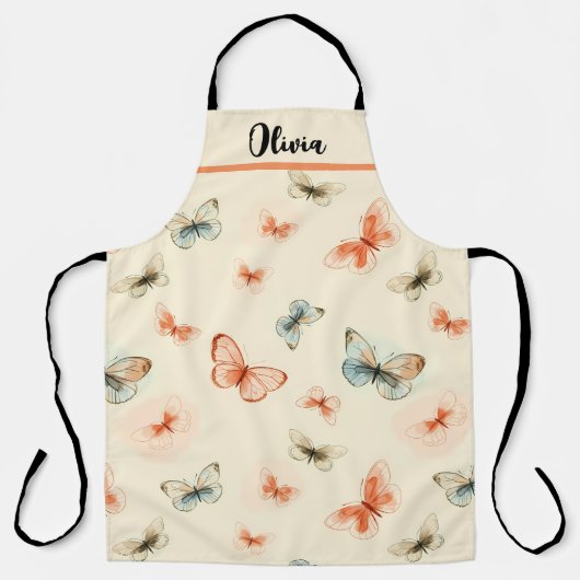 ラインアートスタイリッシュ蝶 エプロン (正面)