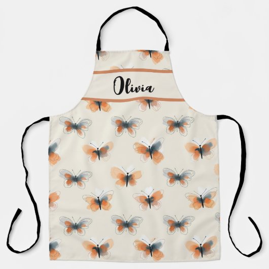 ラインアートスタイリッシュ蝶 エプロン (正面)