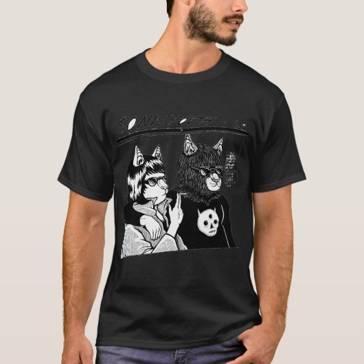 ラインアートスタイルロックバンド Tシャツ (正面)