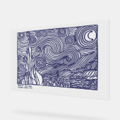 ラインアートスターリーナイトストレッチキャンバス印刷 アクリルサイン (傾斜)