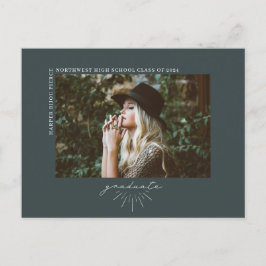 ラインアートダークエメラルド大学院写真のお知らせ ポストカード