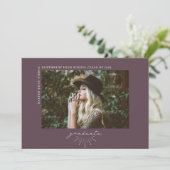 ラインアートダークパープル卒業水平フォト 案内状 (スタンド正面)