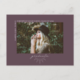 ラインアートダークパープル大学院写真お知らせ ポストカード