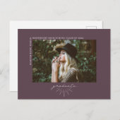 ラインアートダークパープル大学院写真お知らせ ポストカード (正面/裏面)