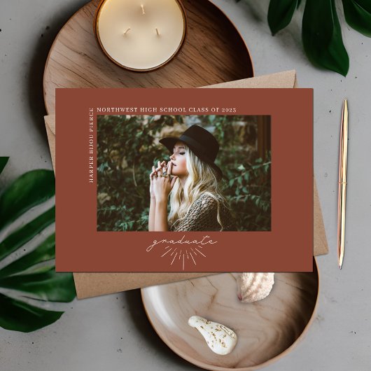 ラインアートテラコッタ卒業水平フォト 案内状