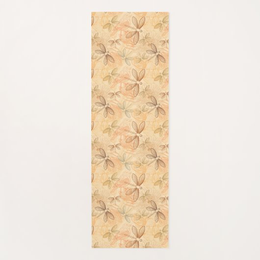 ラインアートトンボの花の桃模様 ヨガマット (正面)