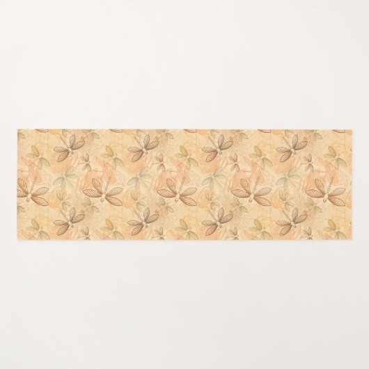 ラインアートトンボの花の桃模様 ヨガマット (正面(横))