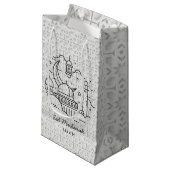 ラインアートハッピーEIDムバラクホワイトスモール抱き枕 スモールペーパーバッグ (正面アングル)