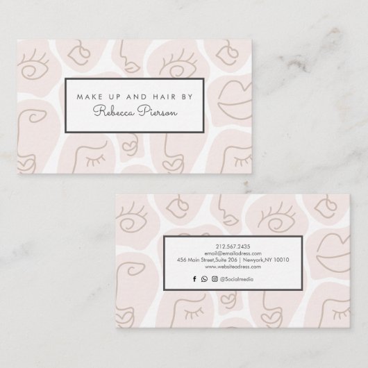 ラインアートパステル美しいヘア 名刺 (正面/裏面)