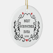 ラインアートパーソナライズされたリース最高のゴッドファーザー セラミックオーナメント (右)