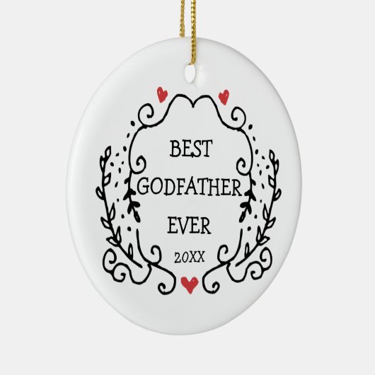 ラインアートパーソナライズされたリース最高のゴッドファーザー セラミックオーナメント (右)
