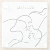 ラインアートパーソナライズされたレズビアン ガラスコースター (裏面)