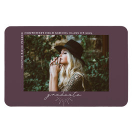 ラインアートパープル卒業写真発表 マグネット