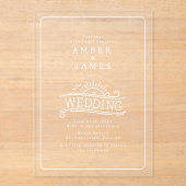 ラインアートビーチウェーブズサンセット結婚ズ アクリル招待状 (正面)