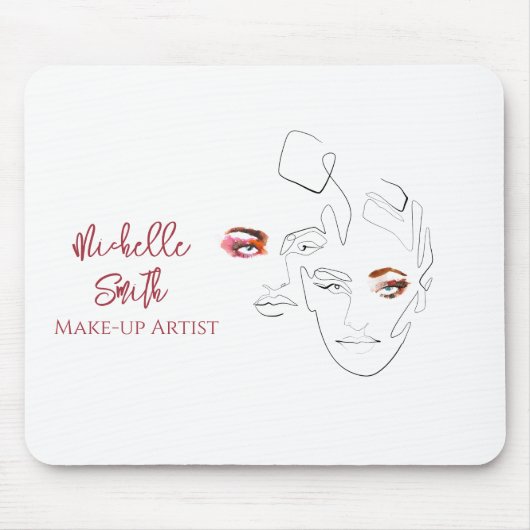 ラインアートファッションメイクアップ、メイクアップアーティストブランディング マウスパッド (正面)