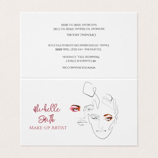 ラインアートファッションメイクアップ、メイクアップアーティストブランディング 名刺 (外部フラット)