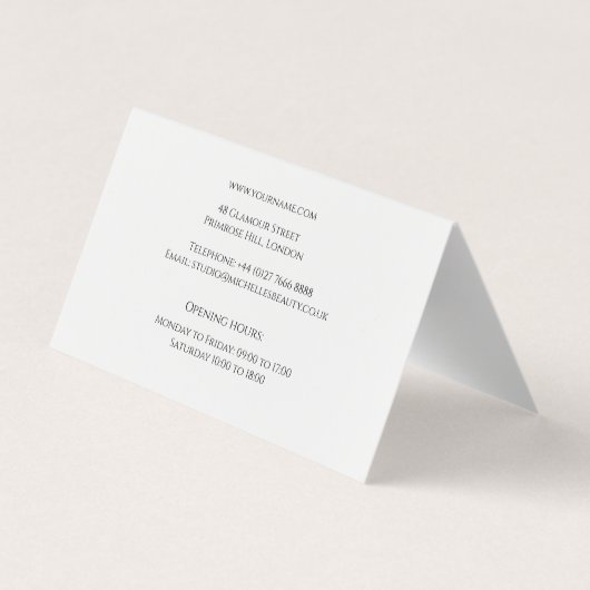 ラインアートファッションメイクアップ、メイクアップアーティストブランディング 名刺 (裏面)