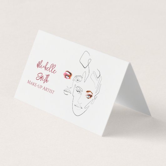 ラインアートファッションメイクアップ、メイクアップアーティストブランディング 名刺 (正面)