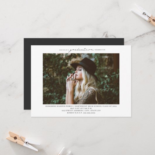 ラインアートフォト卒業パーティー 招待状 (正面/裏面インサイチュ)