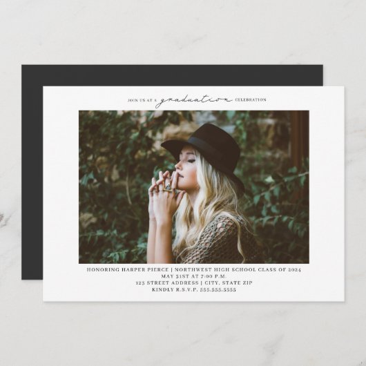 ラインアートフォト卒業パーティー 招待状 (正面/裏面)