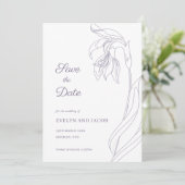 ラインアートフラワーアーチラベンダー日付を保存 招待状 (スタンド正面)