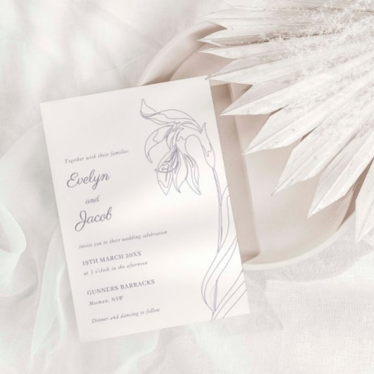 ラインアートフラワーアーチラベンダー 招待状