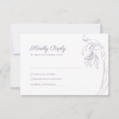 ラインアートフラワーアーチラベンダーRSVP返信カード 出欠カード (正面)