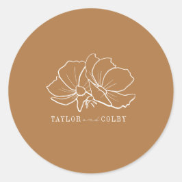 ラインアートフラワーズゴールデン結婚ロッド ラウンドシール