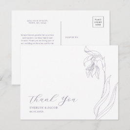 ラインアートフラワーラベンダーありがとうはがき インビテーションポストカード