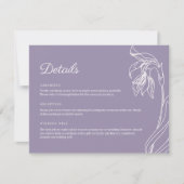 ラインアートフラワーラベンダー詳細エンクロージャカード 招待状 (正面)