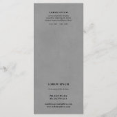 ラインアートフラワー、グレーのフローラメニューまたは価格表 メニュー (裏面)