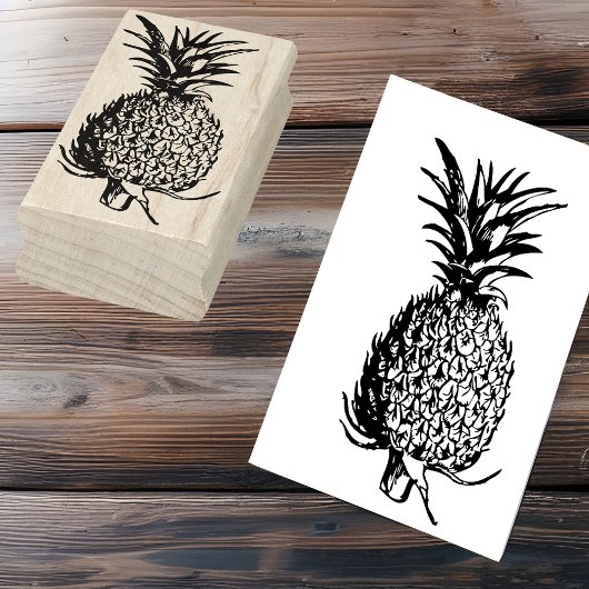 ラインアートフルーツイラストレーション- Pineapple ラバースタンプ