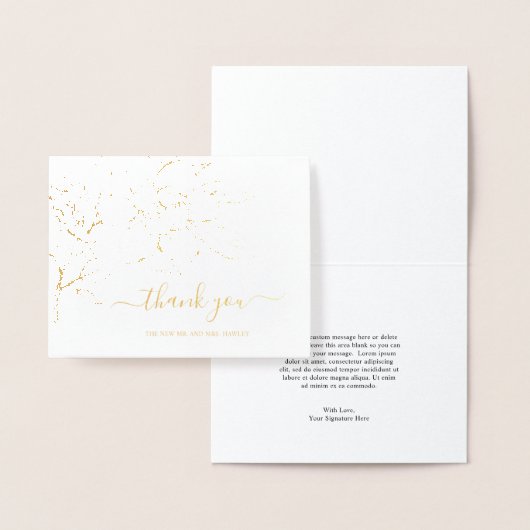 ラインアートフローラエレガントな結婚式ありがとう 箔カード (ディスプレー)