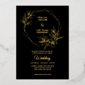 ラインアートフローラフレーム結婚フォトのフォイル招待状 箔招待状 (正面)