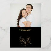 ラインアートフローラフレーム結婚フォトのフォイル招待状 箔招待状 (裏面)