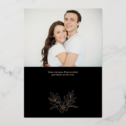 ラインアートフローラフレーム結婚フォトのフォイル招待状 箔招待状 (裏面)