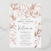 ラインアートフローラブライダルシャワー 箔招待状 (正面)