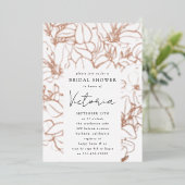 ラインアートフローラブライダルシャワー 箔招待状 (立ち正面)