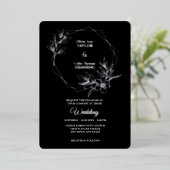 ラインアートフローラ結婚フォトのシルバーフォイル招待状 箔招待状 (立ち正面)