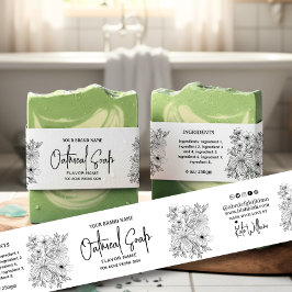 ラインアートフローラ自家製石鹸ラベル長方形 招待状ベリーバンド