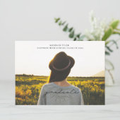 ラインアートブラックスクリプト卒業水平フォト 案内状 (スタンド正面)