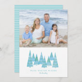 ラインアートホリデークリスマスツリー写真 招待状 (正面/裏面)