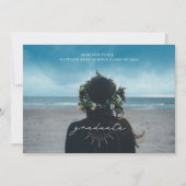 ラインアートホワイトスクリプト卒業水平フォト 案内状 (正面)