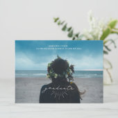 ラインアートホワイトスクリプト卒業水平フォト 案内状 (スタンド正面)