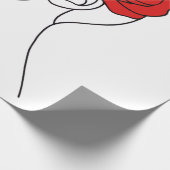 ラインアートポートレートの女性とレッドローズ ラッピングペーパー (角)