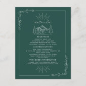 ラインアートマウンテンズ結婚ティール（緑がかった色）詳細 エンクロージャーカード (正面)