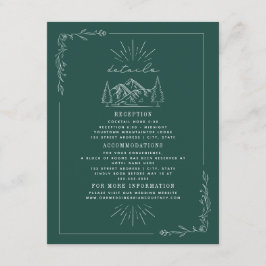 ラインアートマウンテンズ結婚ティール（緑がかった色）詳細 エンクロージャーカード