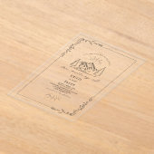 ラインアートマウンテン素朴フローラ結婚ズ アクリル招待状 (レイダウン)