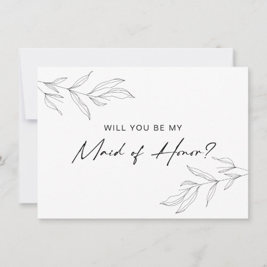 ラインアートリーフのリーフメイド・オブ・オーナー(花嫁付き添い人)カード サンキューカード (正面)