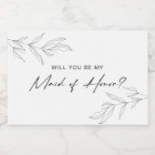 ラインアートリーフメイド・オブ・オーナー（花嫁付き添い人）キャンドルラベル フードラベル (シングルラベル)